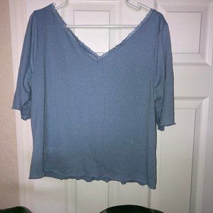 Soft Blue V Neck Tee